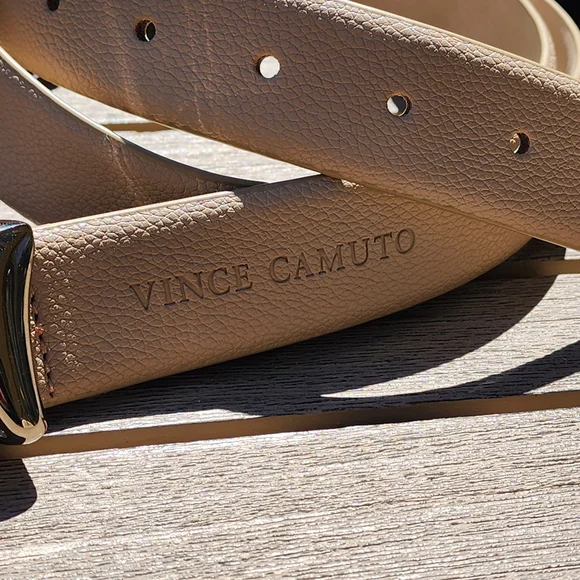 Vince Camuto Women's Sculptural Sand Faux Leather Belt Silver Buckle Size XL - Picture 6 of 9